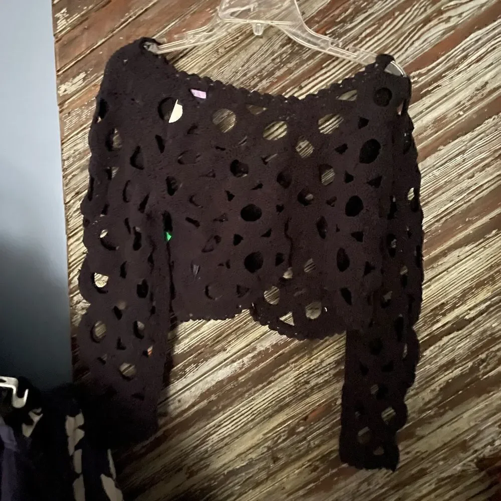 Anthropologie crocheted cut out topper